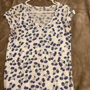Maison Jules blue cherry pattern top size medium